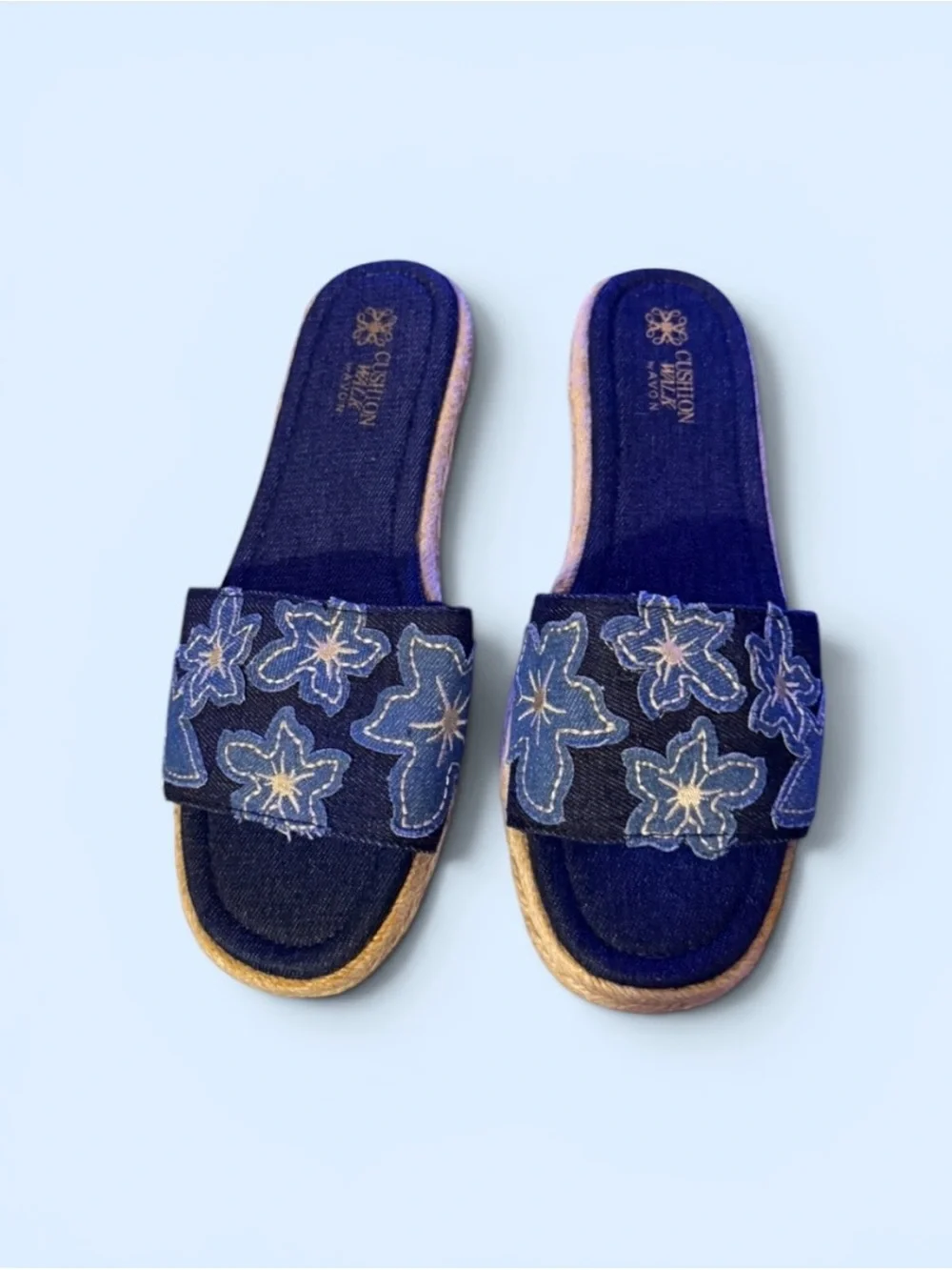 New ~ Avon~ Shoes ~ Cushion Walk ~ Blue Denim ~ Slide Sandals ~ Women’s ~ Size 9